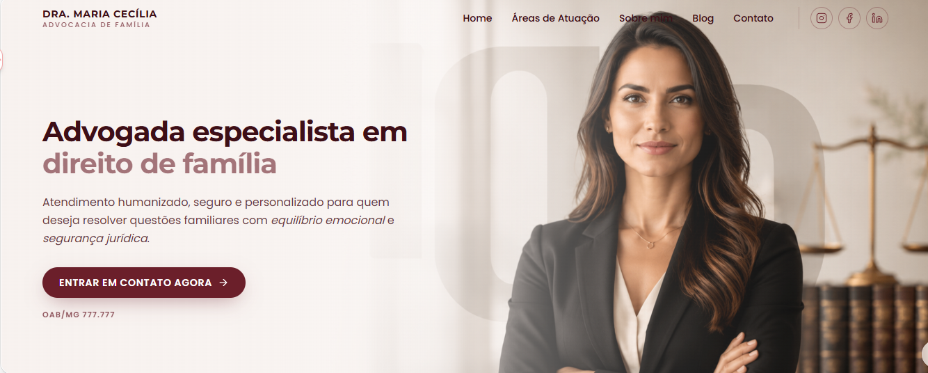 Capa do site de Dra. Maria Cecília