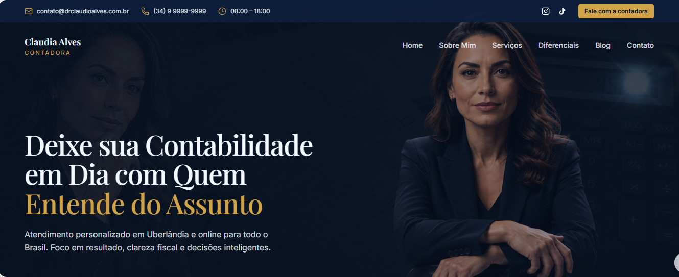 Capa do site de Claudia Alves