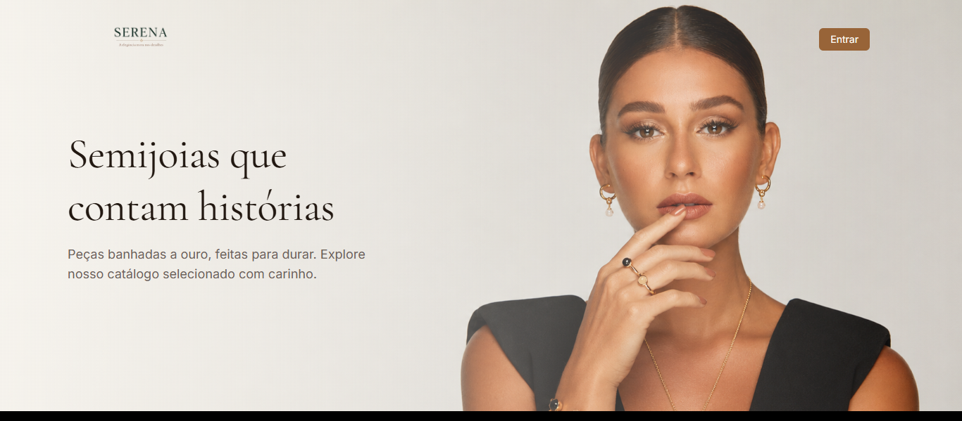 Capa do site de Serena Semijoias